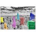 3 stykke lærredstryk, New York City farverigt panorama