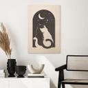 Cuadro de madera de dos gatos a la luz de la luna - Tunaboylu