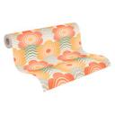 Vintage blomstertapet orange gul - retro ikke-vævet tapet i blomsterstil - vintage mønster tapet