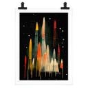 Póster Treechild - Cohetes de colores en un viaje galáctico
