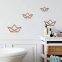 Décoration en bois placage acajou Bateau origami - bois d'acajou (4 parties) - 34x21 cm