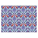 Azulejos Adhesivos Corona de flores oriental - Azul - Lote de 12