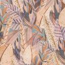 Papel pintado jungla beige púrpura - hojas color pastel moderno - Papel pintado no tejido
