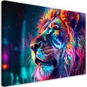 Lærred Print Neon Animal Lion Ai