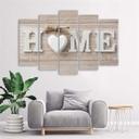 5 stykke lærred Print Heart Home Wood Shabby Beige