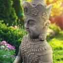 Meditierender Buddha aus Kunststein, betongrau | 41x30x45 cm