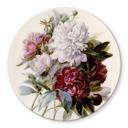 Plateau de table en verre - Redouté - Bouquet de fleurs rouges