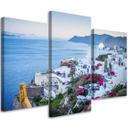 3 stykke lærredstryk, Santorini Grækenland Hav