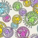 Versace tapet i farvet og hvidt medusa hoved non-woven tapet luksus designer tapet