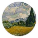 Cuadro de madera van Gogh - Campo de trigo con cipreses - Redondo
