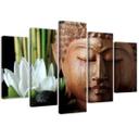Lærredstryk 5 stykker, Buddha Bamboo Zen Nature