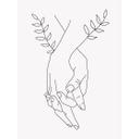 Fototapet Line Art - Elskende, der holder hinanden i hånden - Lizde