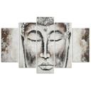 5 stykke lærredstryk, Buddha Grey Zen Spa