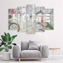 5 stykke lærred Print Hjem træ inskription blomster