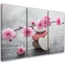 3-delt lærredsprint Zen Cherry Blossom Heart Stone