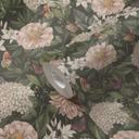 Papel pintado Floral con mariposas verde blanco - Papel pintado no tejido con flores claras