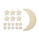 Decoración en madera de álamo - luna y estrellas