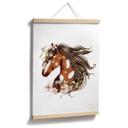 Póster boho con cabeza de caballo y corona de flores | motivo de caballo para la habitación de los n