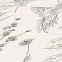 non-woven tapet med blomster og fugle sort og hvid - tapet med blomstermotiver