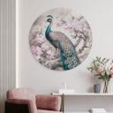 Vægcirkel Påfugl med blomster - Haase – print på aluminium (Alu-Dibond)