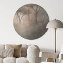 Wanddecoratie Bosmagie in de ochtendnevel Beige - Ms Tiff - Alu-Dibond Rond