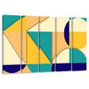 Lærredstryk 5 stykker, geometriske abstraktionsformer