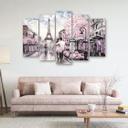 5 stykke lærred Print Frankrig Paris Tower Pastel