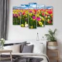 5 stykke lærredsprint farverige tulipaner blomster