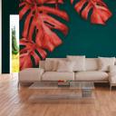 Palmetræ tapet RedPalm i grøn rød - non-woven tapet Designwalls 2 - 2,55 x 3,5 m