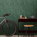 Non-woven tapet med metallic effekt i grønt ensfarvet struktureret tapet design
