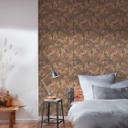 tapet med junglemotiv brun beige - non-woven tapet med blomster i blå lilla