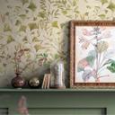 Ginkgo natur cremefarvet bladtapet - Ikke-vævet tapet med bløde grønne toner - moderne og elegant