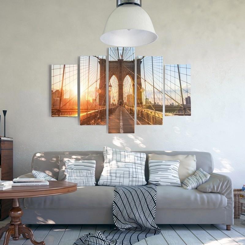 5 stykke lærredstryk, Brooklyn Bridge New York
