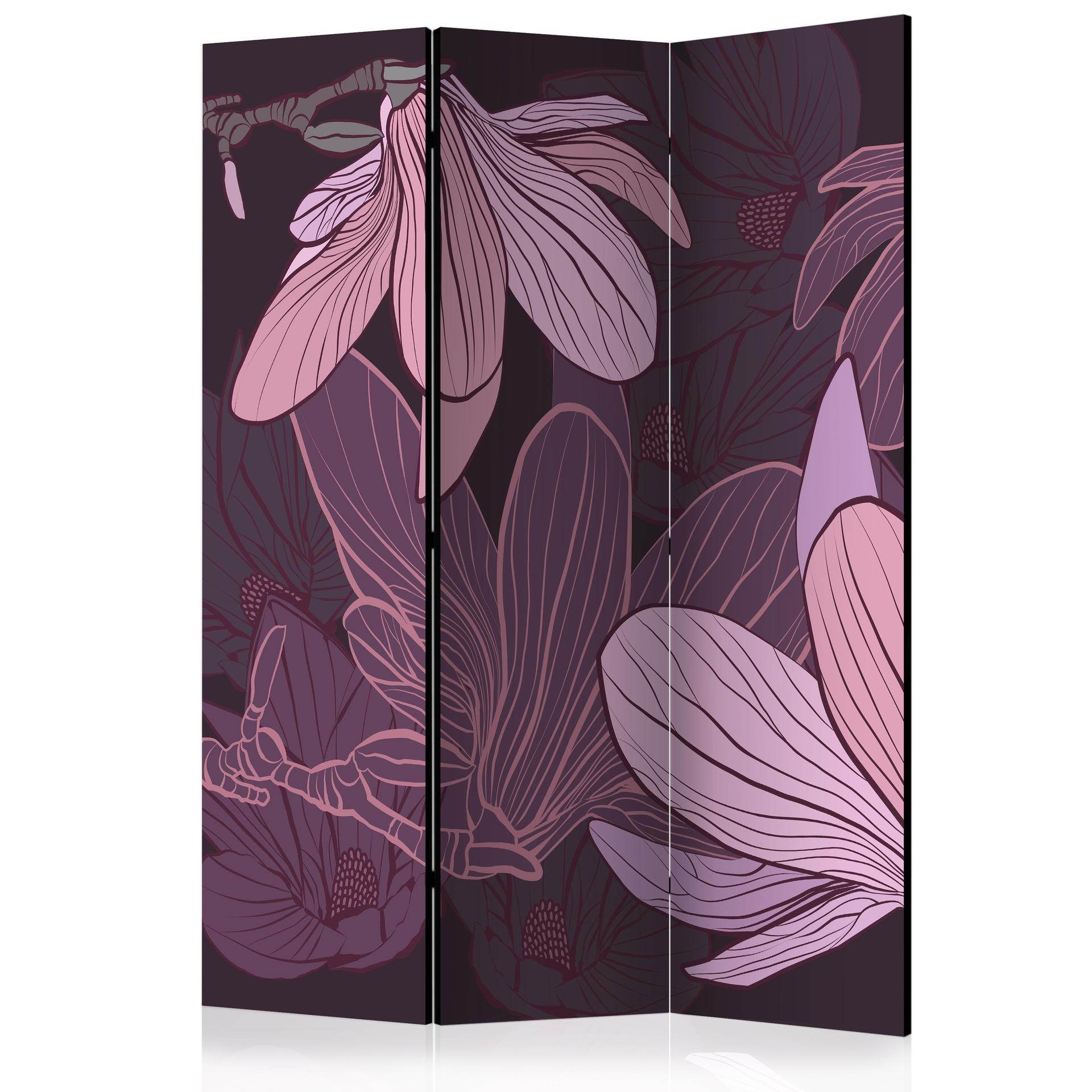 Screen room divider - Drømmende blomster, 3-delt