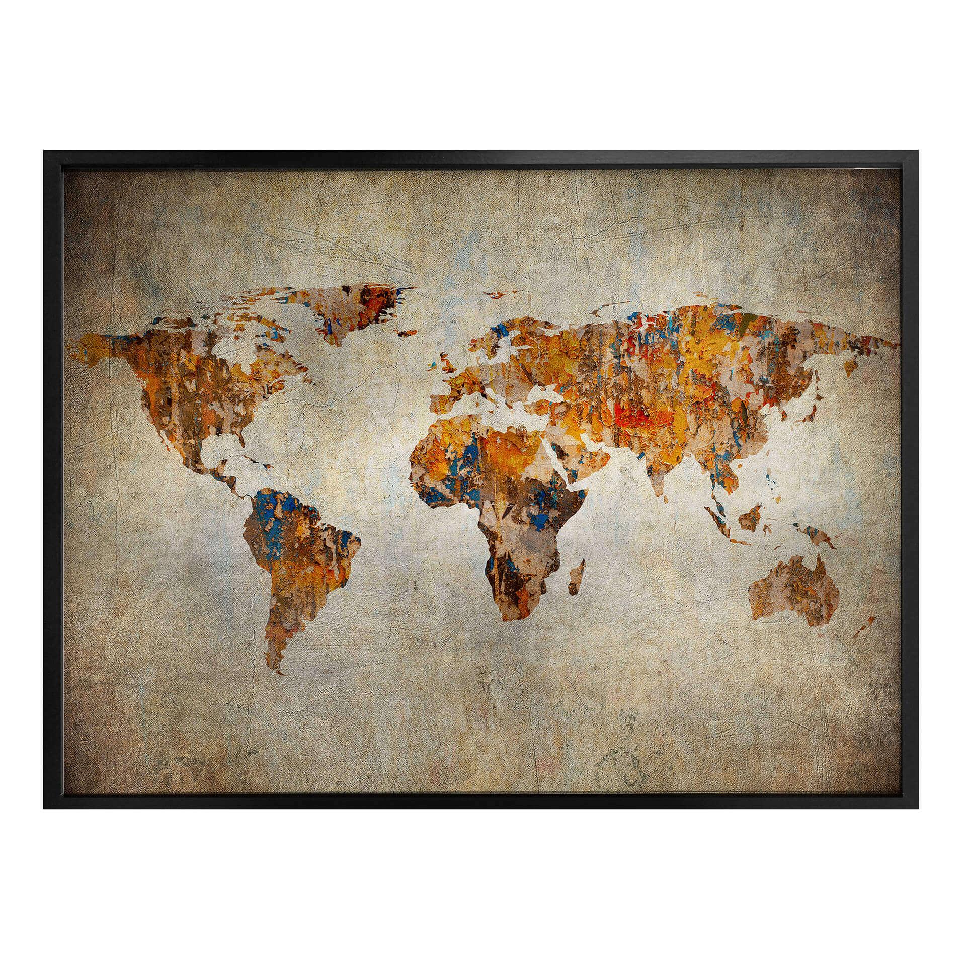 Plakat - Verdenskort - Shabby Chic