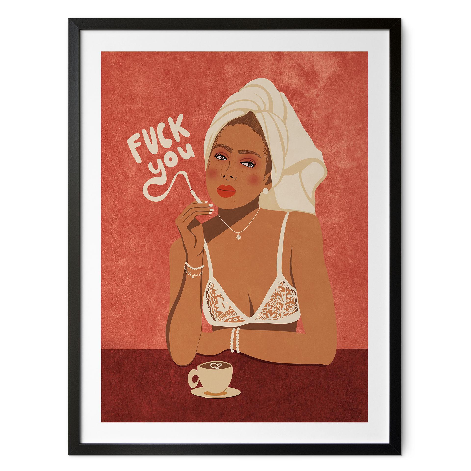 Plakat Fuck you - Kaffe med cigaret - Oltmanns