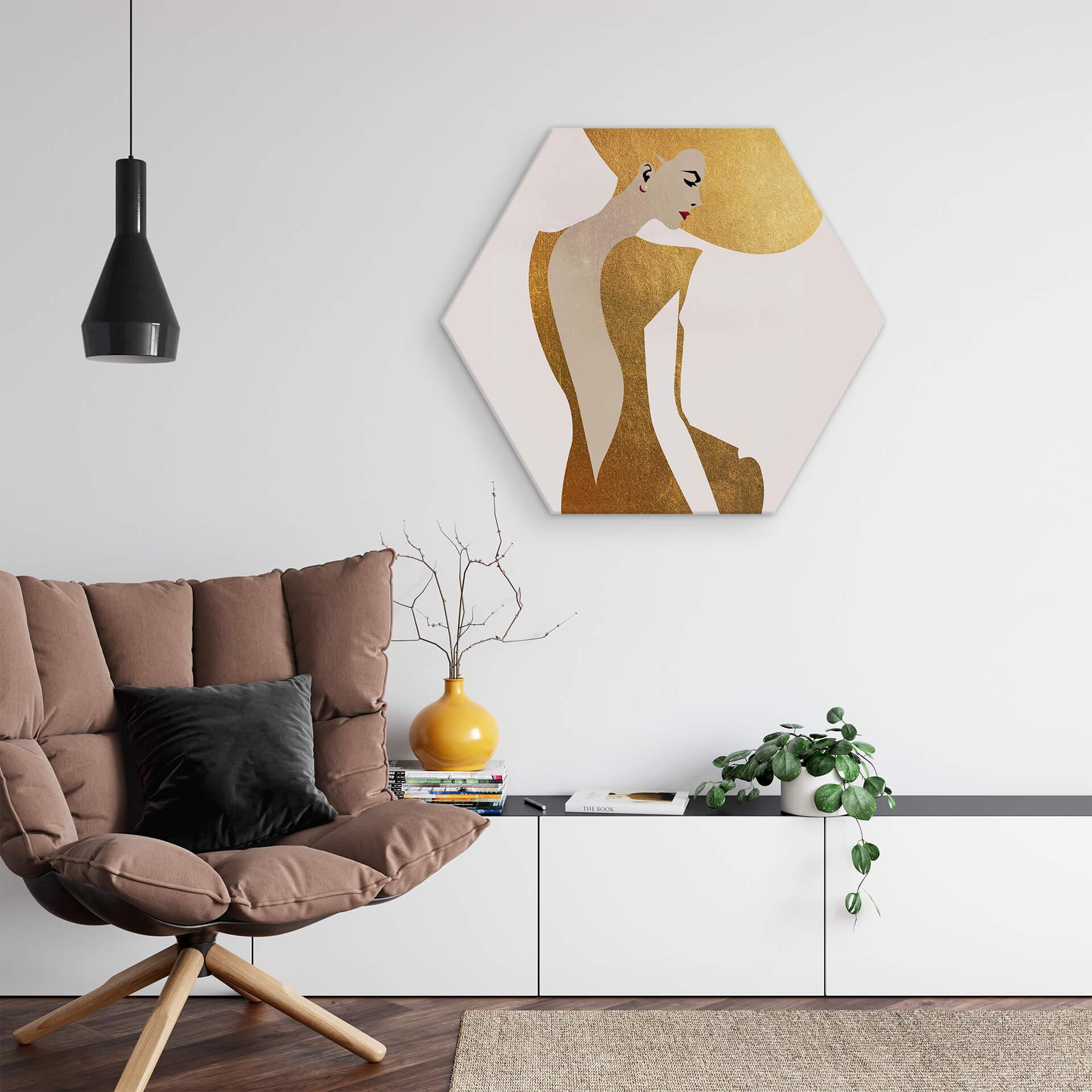 Hexagon Dibond Kubistika - Lady in Gold