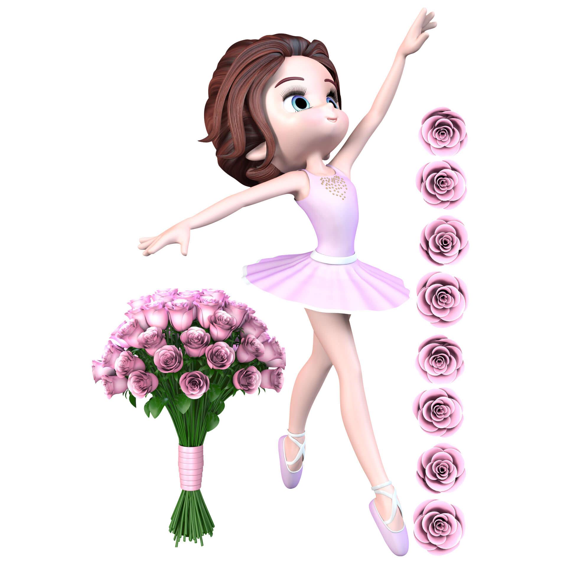 Wandtattoo  Agullo - Ballerina + Blumenstrauss