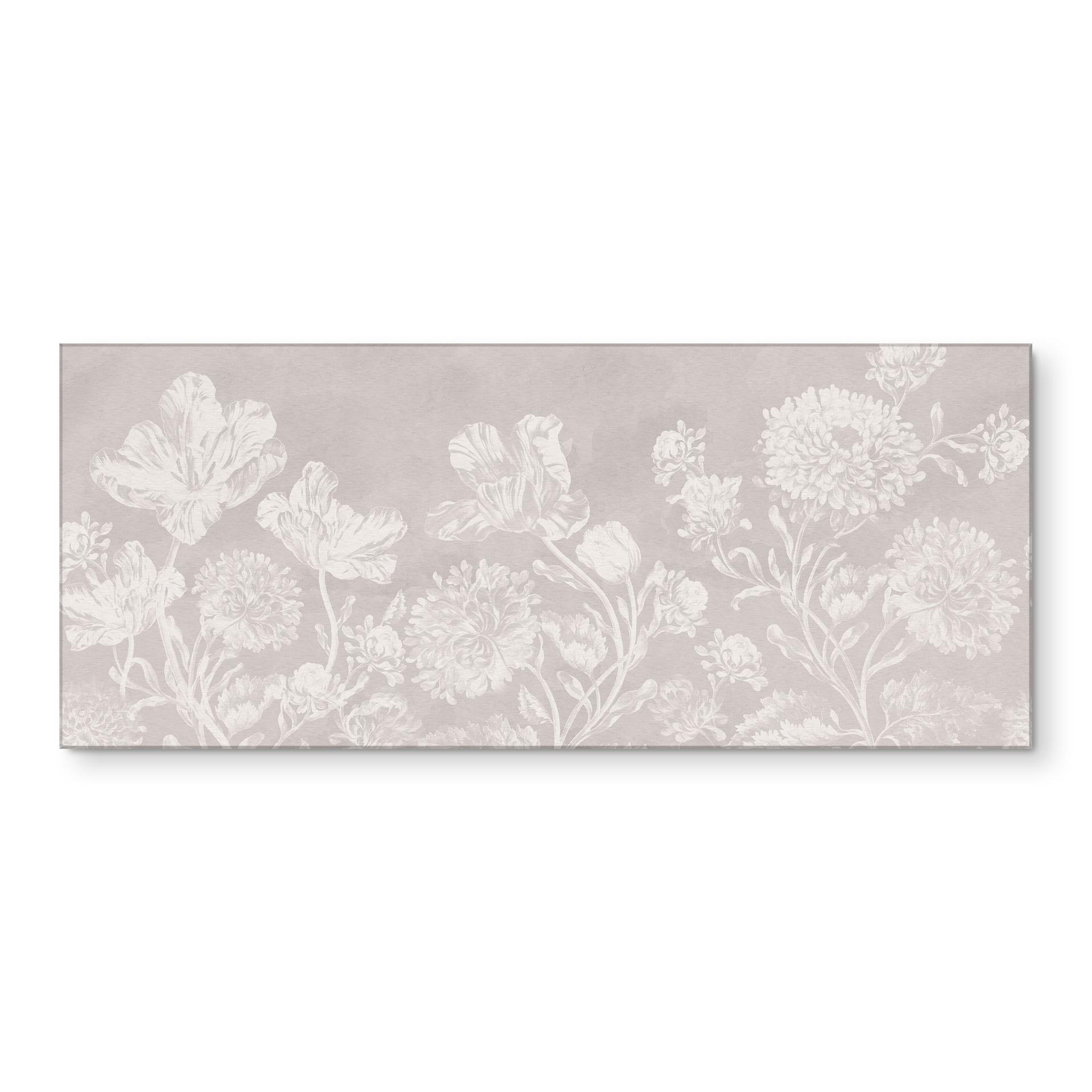 Blomstret stænkplade til køkken med vilde blomster i kridtlook beige - Bloomery Decor