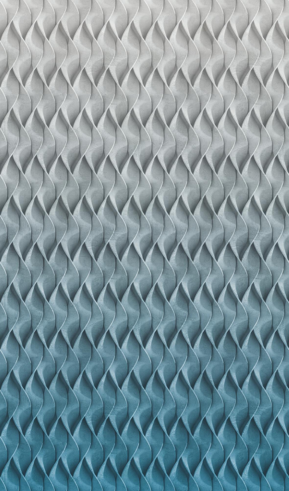 3D geprint behang Grijs, Blauw, Grafisch 2.70 x 1.59 m