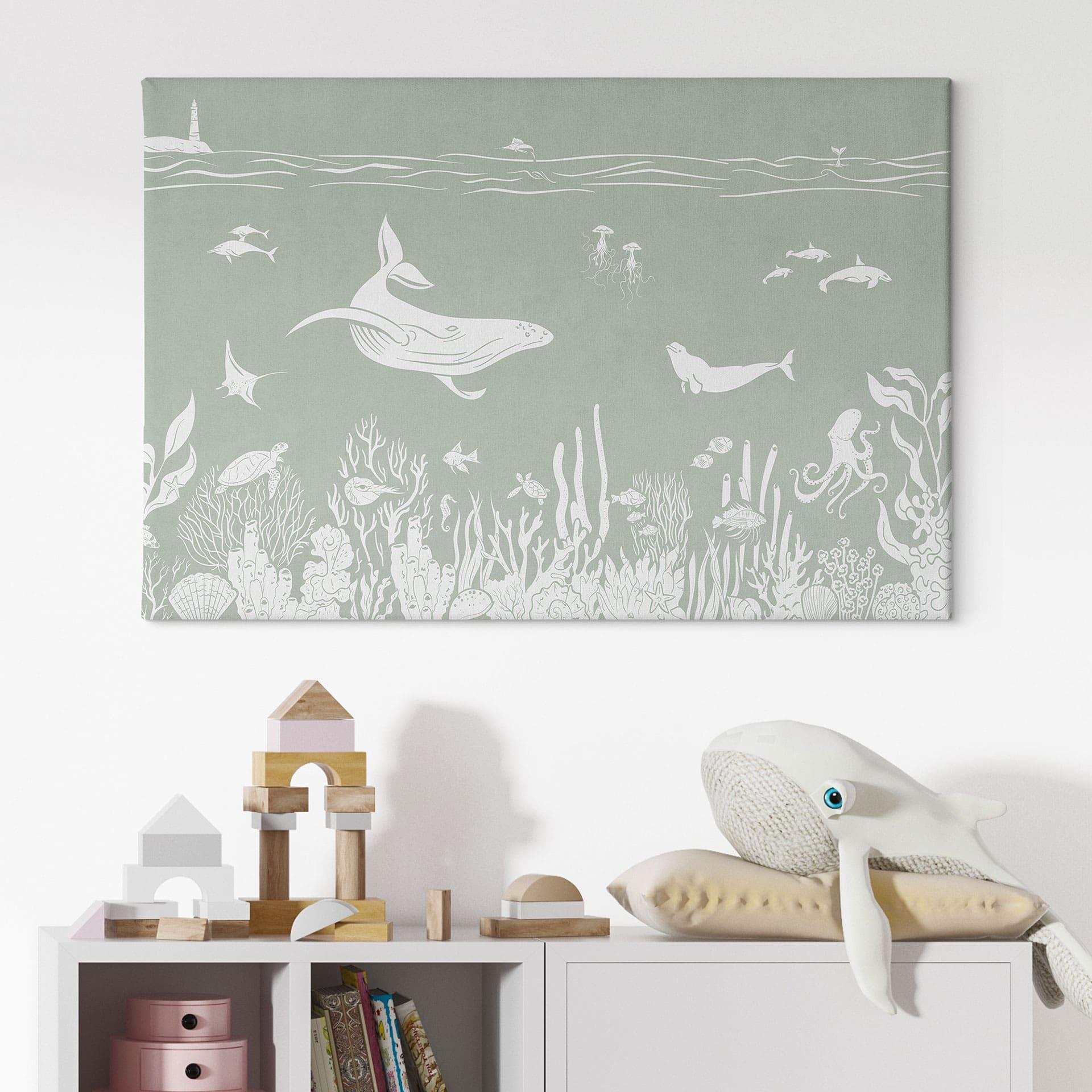 Canvasbillede Koralrev og havdyr - En rejse ind i det grønne - Kikki Belle