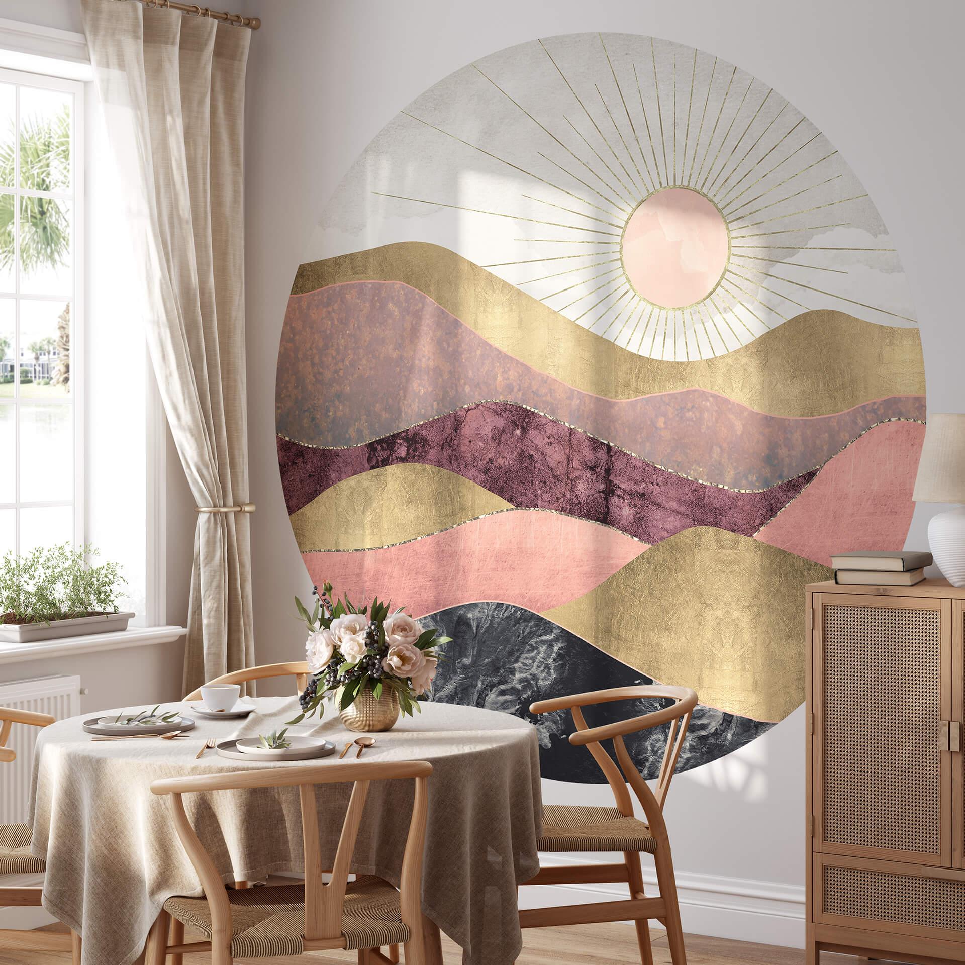 Fototapet - Rundt SpaceFrog Designs - Lyserød sol - vliesetapet/selvklæbende non-woven tapet