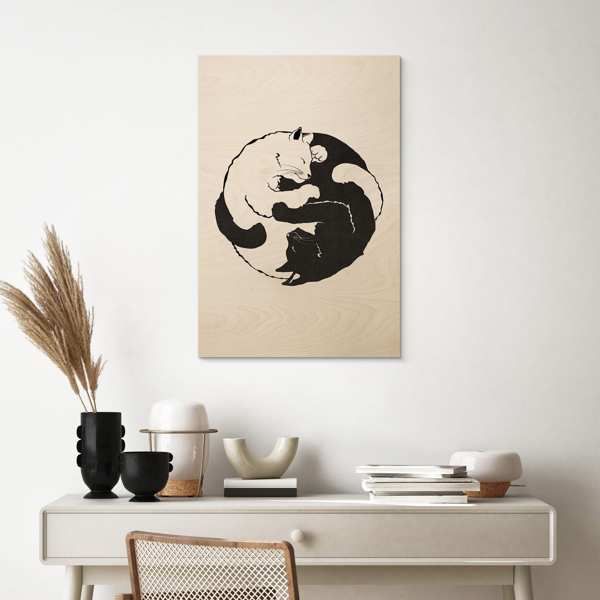 Billede af træ katte Ying & Yang - Tunaboylu