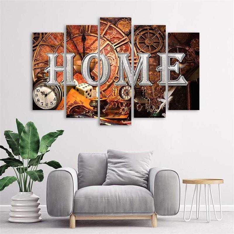 5-delige canvas print Home Retro Vintage Inscriptie