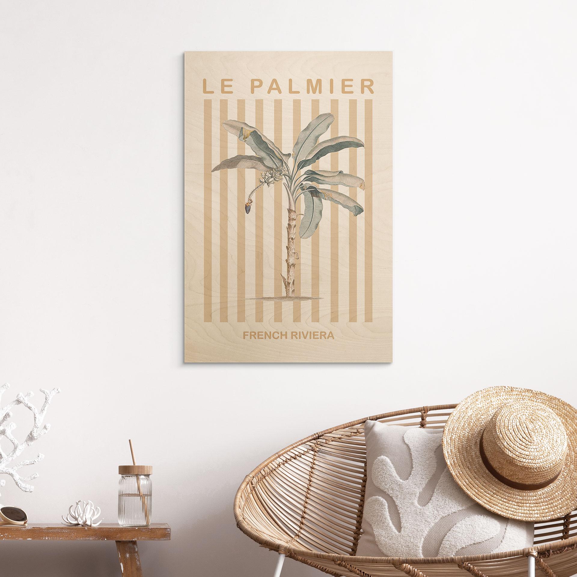 Holzbild Palme an der Französischen Riviera - Grace Digital Art