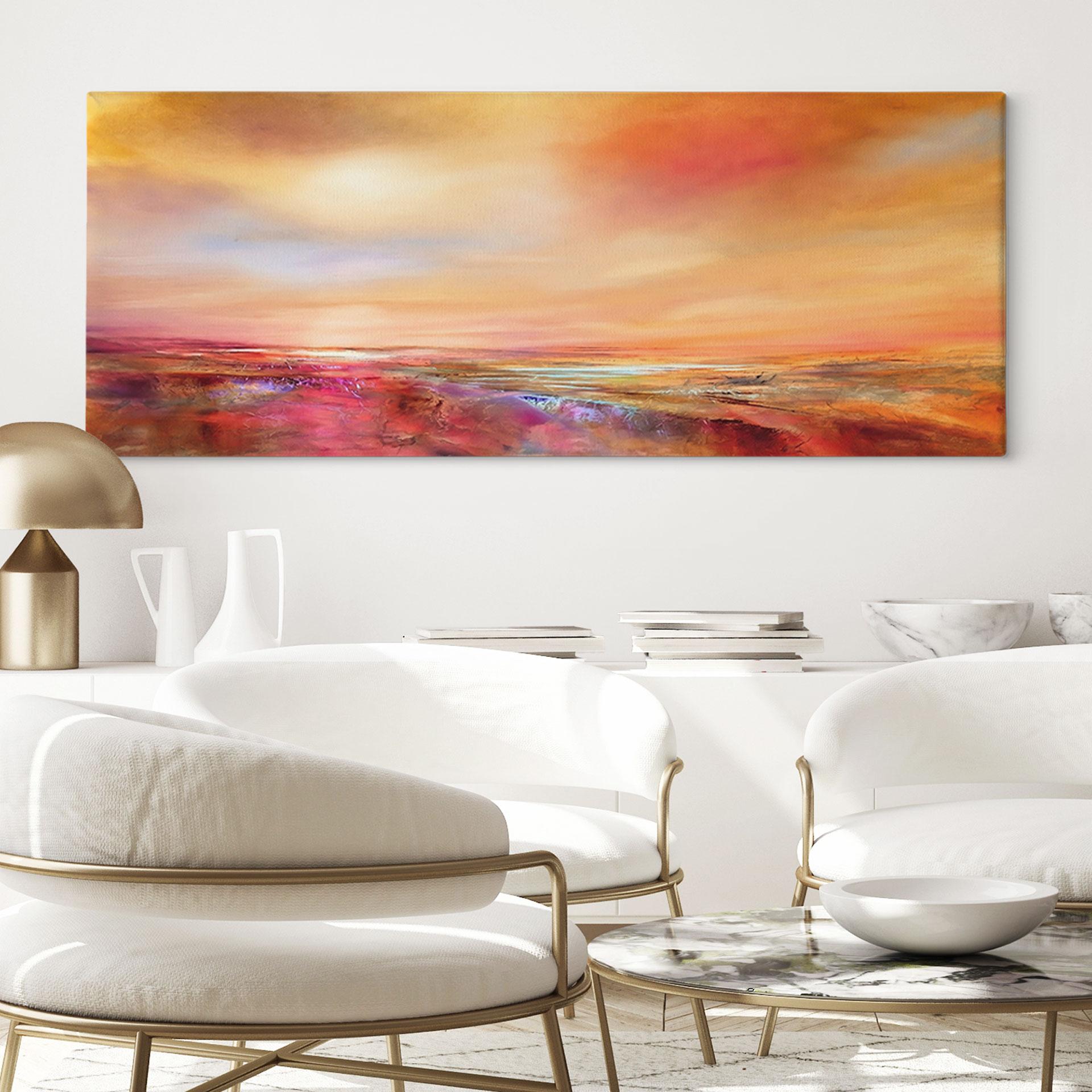 Canvasbillede Gylden horisont i aftenlys | kunsttryk til stuen - Schmucker - Panorama
