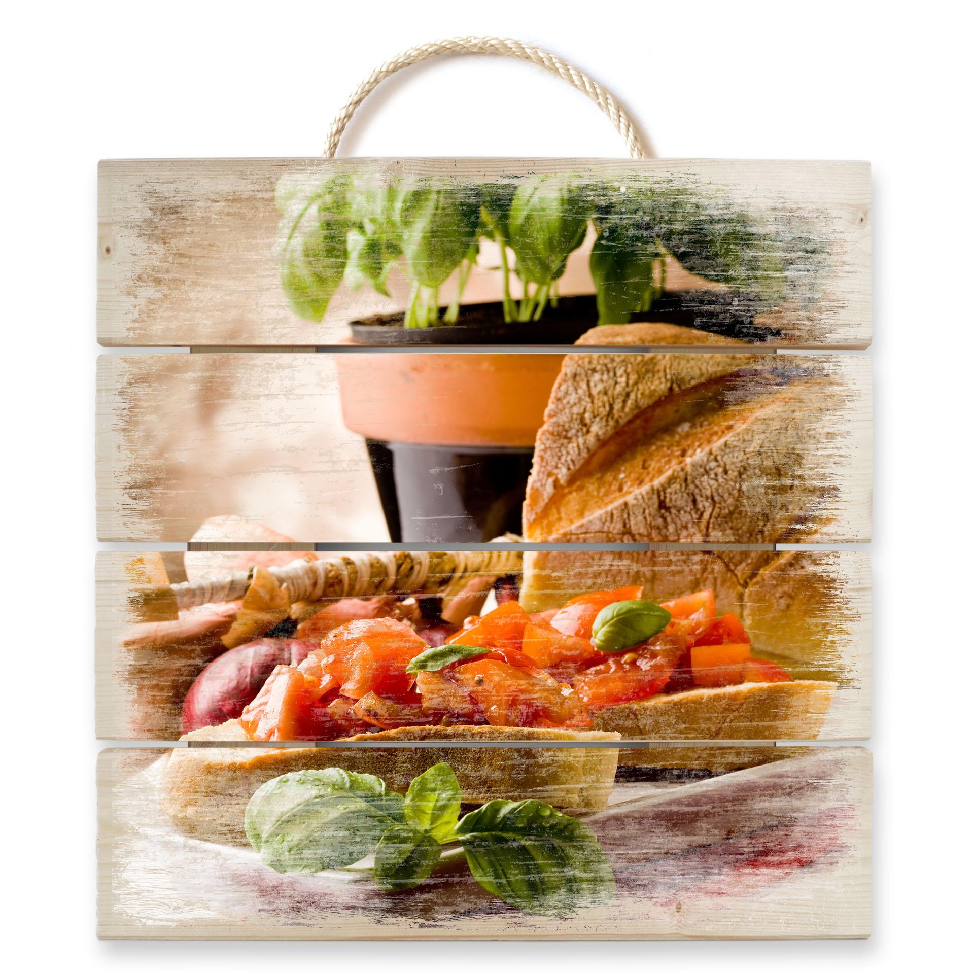 Obraz drewniany Bruschetta all'Italiana - 40x41,5 cm