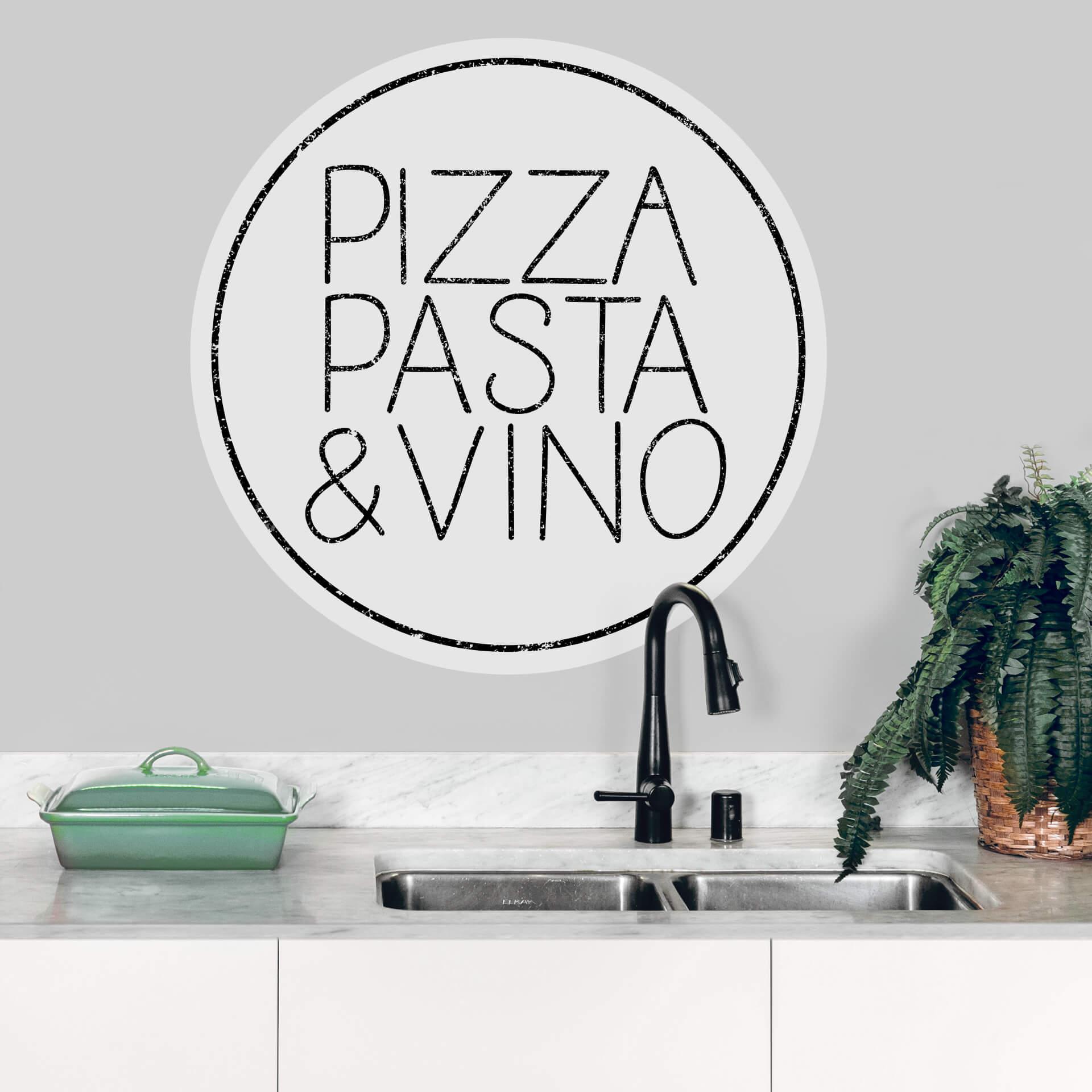 Zelfklevende Wandcirkel Pizza Pasta and Vino