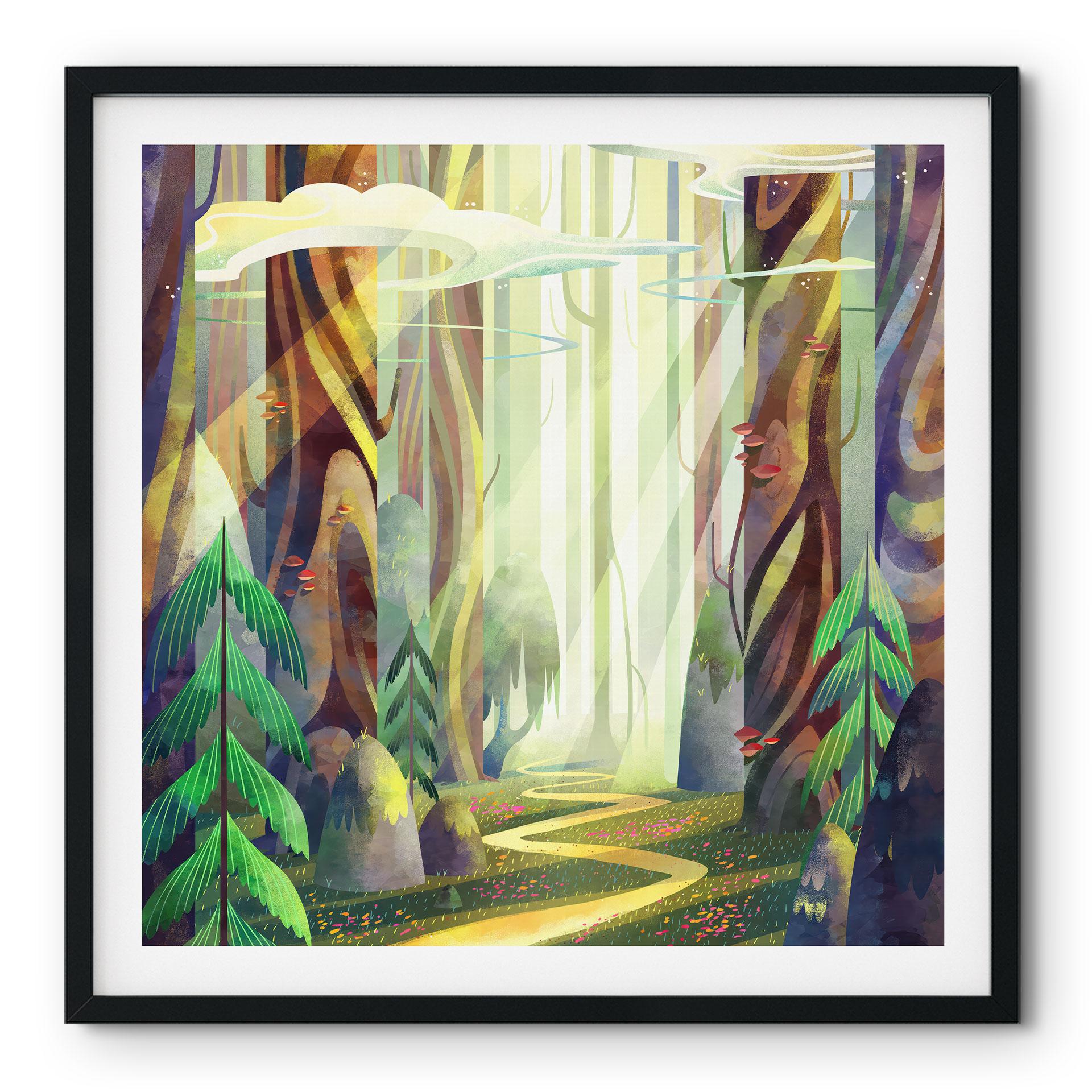Plakat Fortryllet skov i lyset - DigitalArtsi