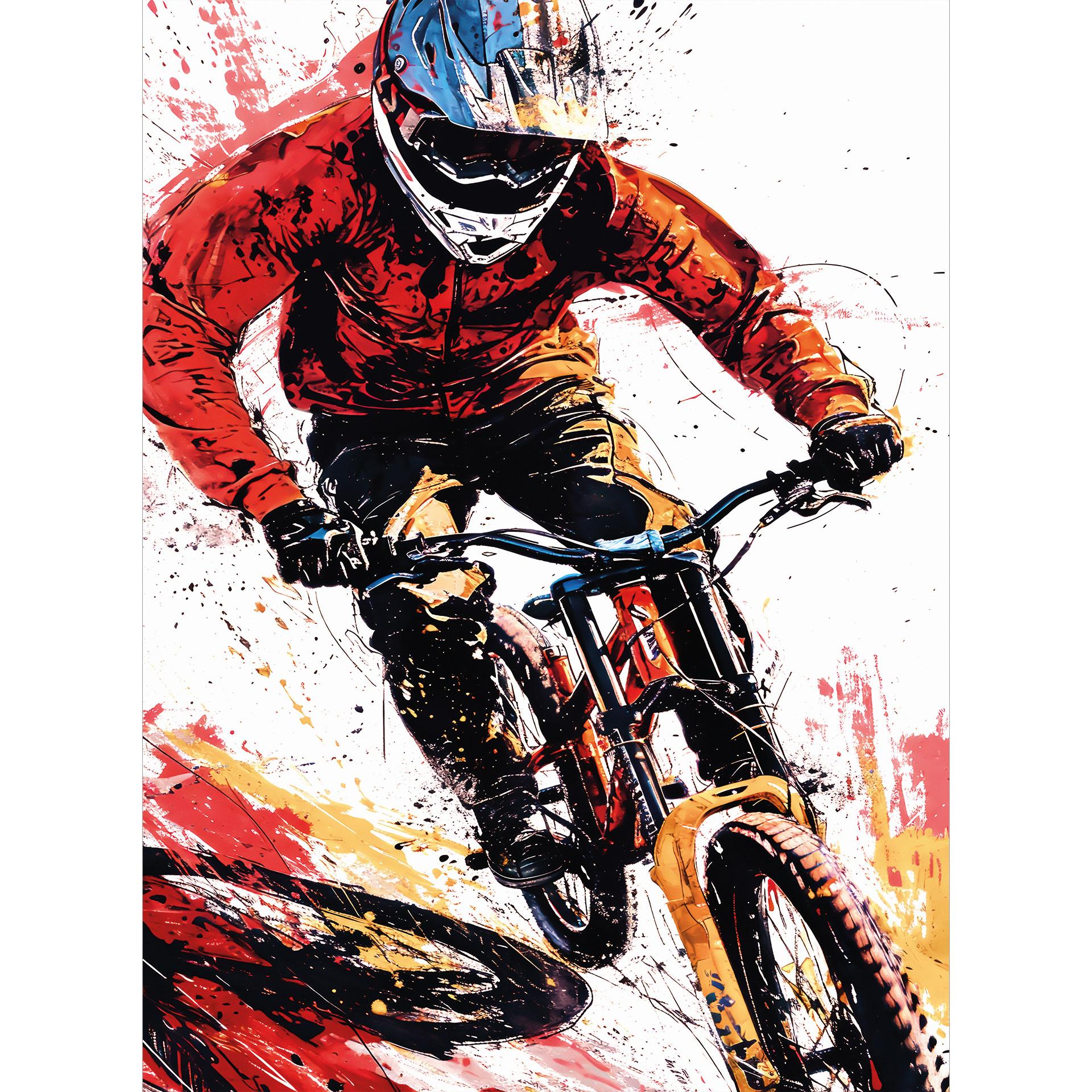Fotobehang Dynamische mountainbiker - Jaszke